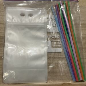 10  Blank Drink Pouches Bags with Straws -  Reclose able Stand-up 15oz. DIY